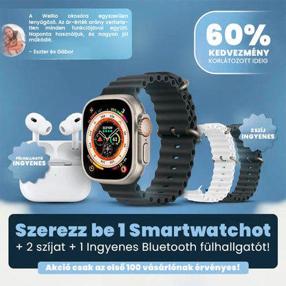 Smartwatch Wellio Pro + 2 szíj + Ingyenes Bluetooth fülhallgató | Korlátozott kiadás gyors kiszállítással Spanyolországban