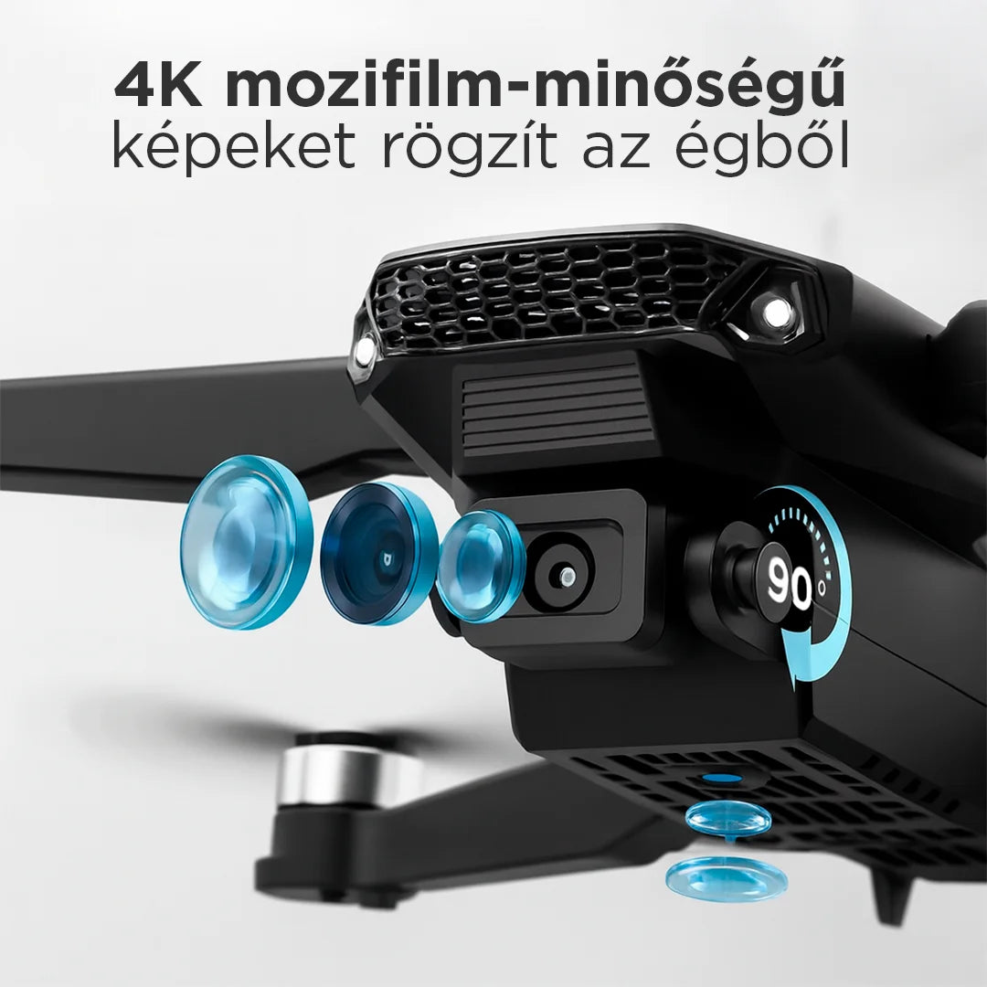 VisionFly - Drone 4K GPS-szel + 50x Zoom + Hordtáska | Zajszűrős fejhallgató + Meglepetés ajándék jár mellé