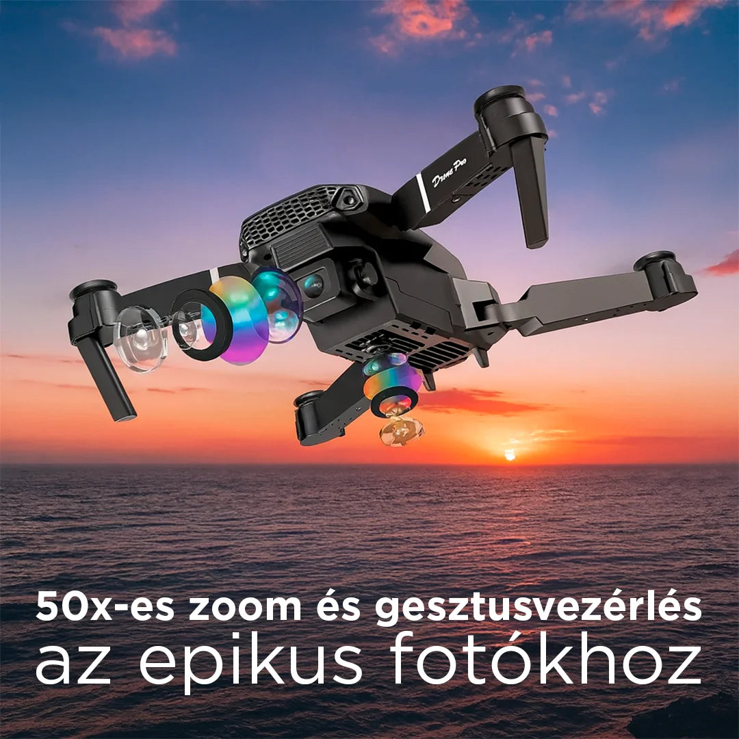 VisionFly - Drone 4K GPS-szel + 50x Zoom + Hordtáska | Zajszűrős fejhallgató + Meglepetés ajándék jár mellé