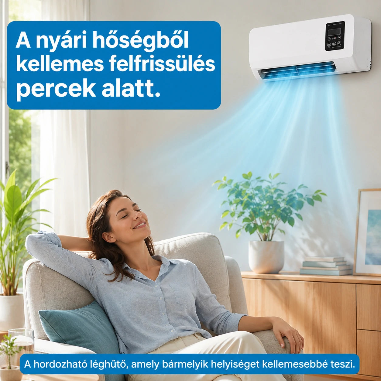 SplitMax csendes hordozható léghűtő – frissítő légáram percek alatt, zavaró zaj nélkül