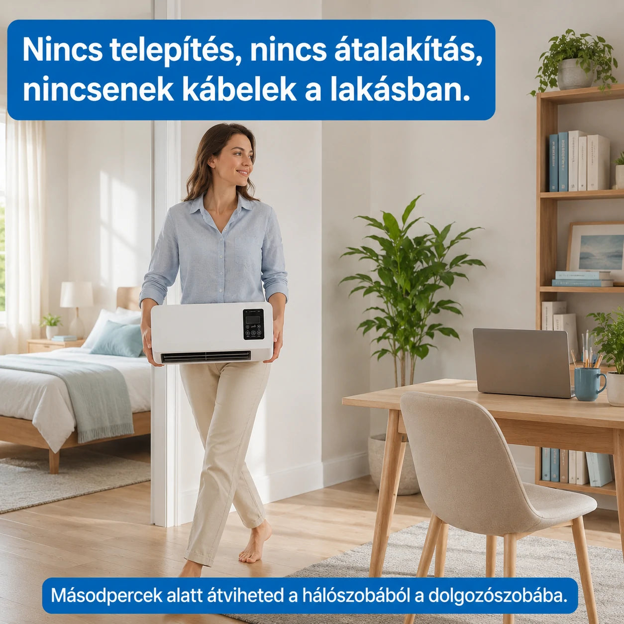 SplitMax csendes hordozható léghűtő – frissítő légáram percek alatt, zavaró zaj nélkül